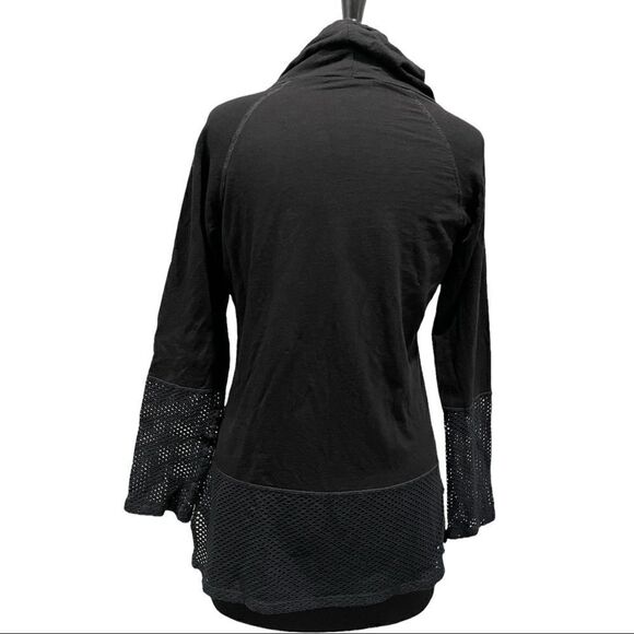 𝅺nux Ricky Black Cowl Neck Perforated Long Sleeve Pullover Sz L - Picture 7 of 14